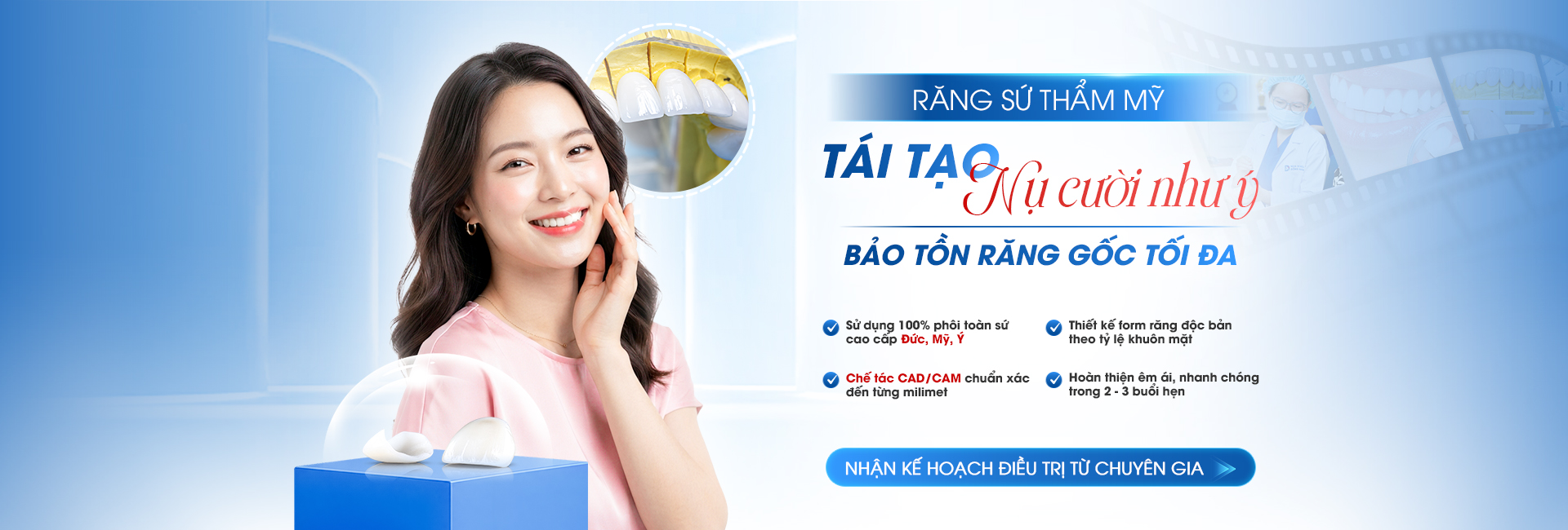 Răng sứ thẩm mỹ Nha Khoa Đông Nam – tái tạo nụ cười, phôi toàn sứ Đức, Mỹ, Ý, hoàn thiện trong 2 – 3 buổi hẹn