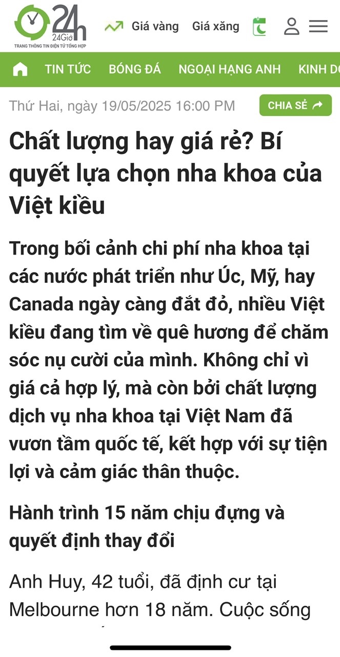 Bài báo 24h về Nha Khoa Đông Nam