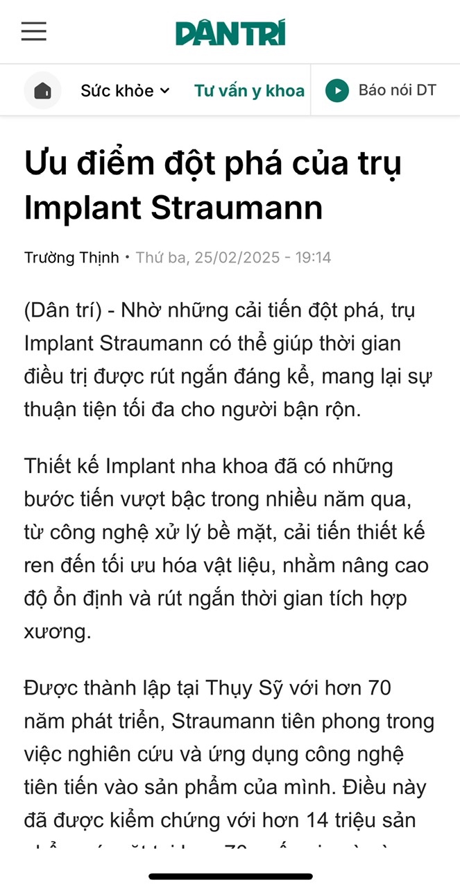 Bài báo Dân trí về Nha Khoa Đông Nam