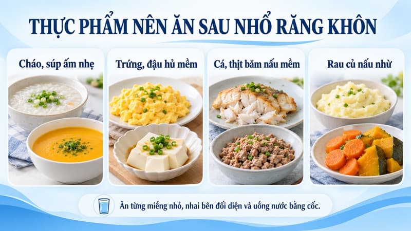 bữa ăn mềm, đa dạng giúp người vừa nhổ răng duy trì dinh dưỡng mà không phải nhai nhiều