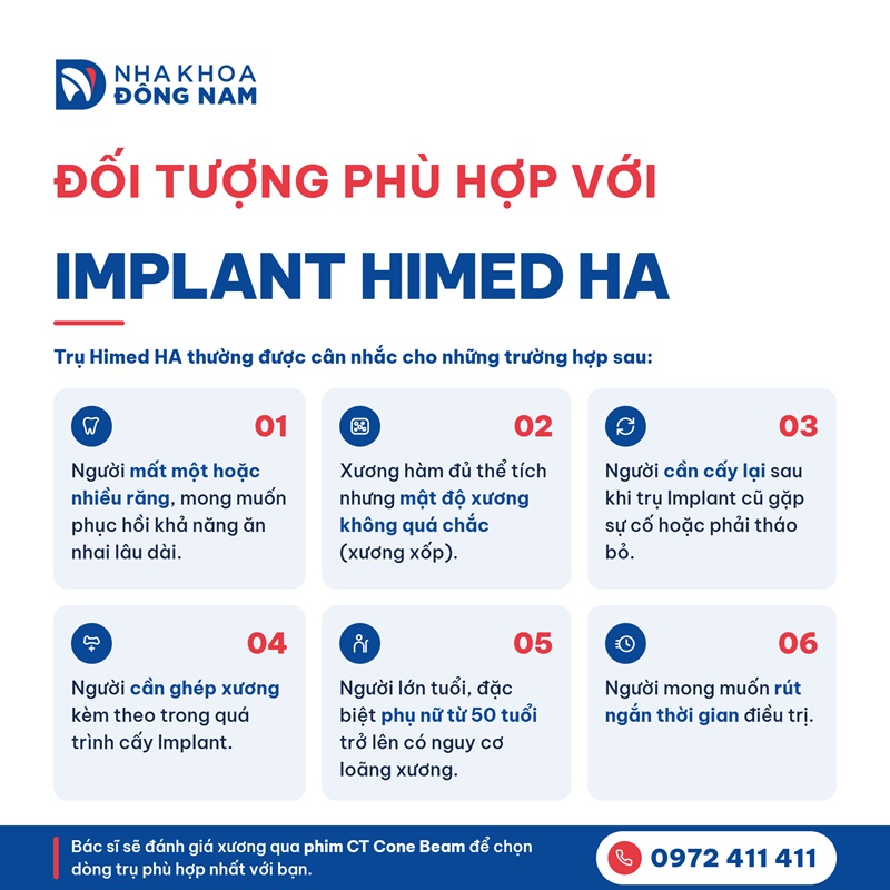 đối tượng phù hợp với implant himed ha