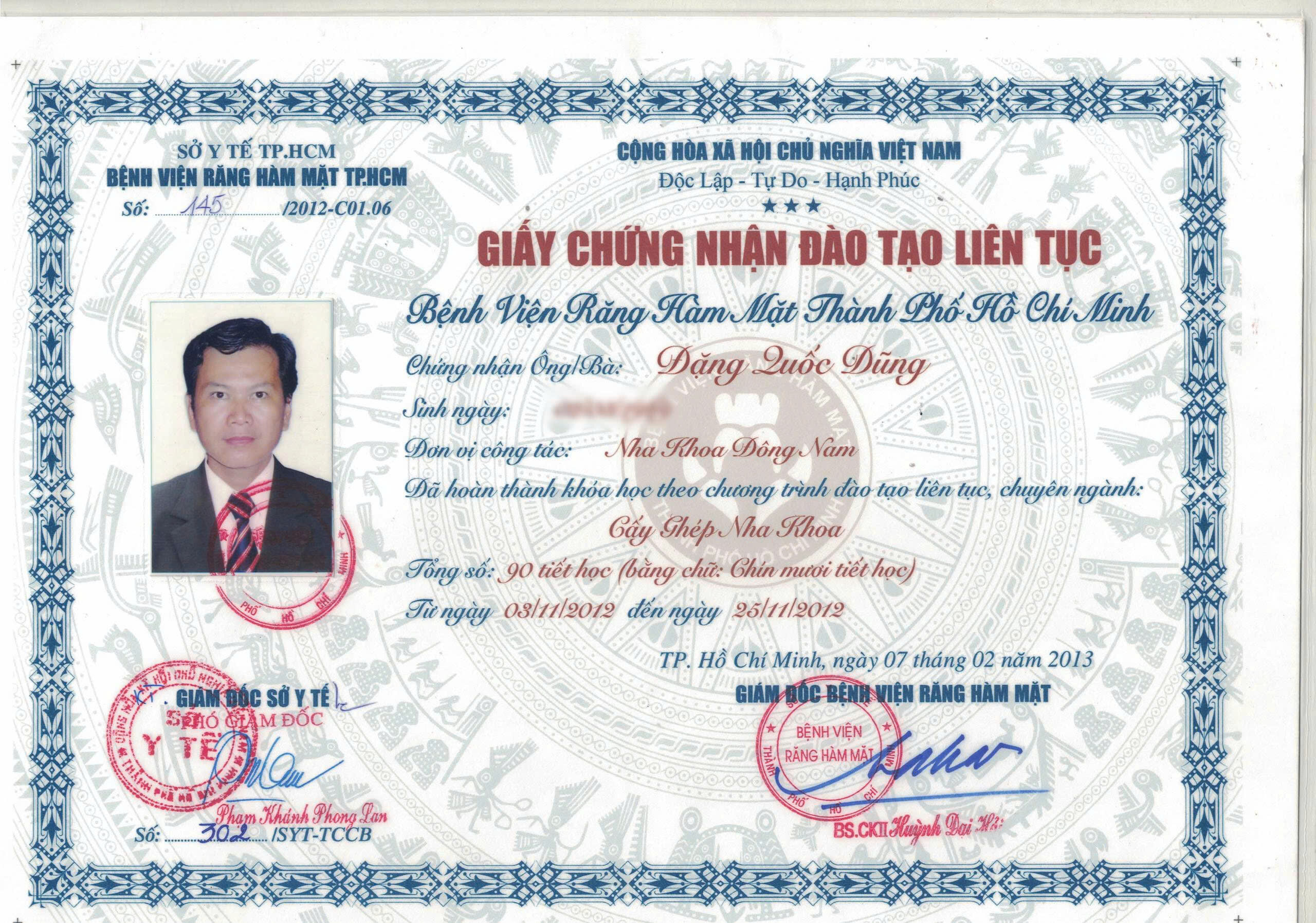 Giấy chứng nhận đào tạo liên tục