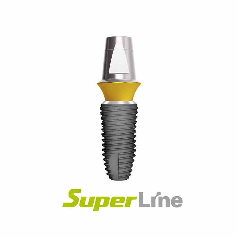 implant dentium superline với thiết kế thân thuôn, ren kép và bề mặt sla