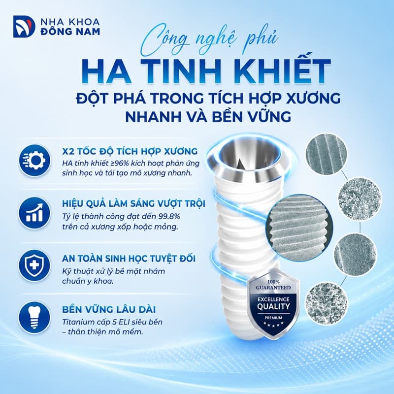 implant himed ha mang lại nhiều ưu điểm vượt trội trong tích hợp xương và độ bền chắc