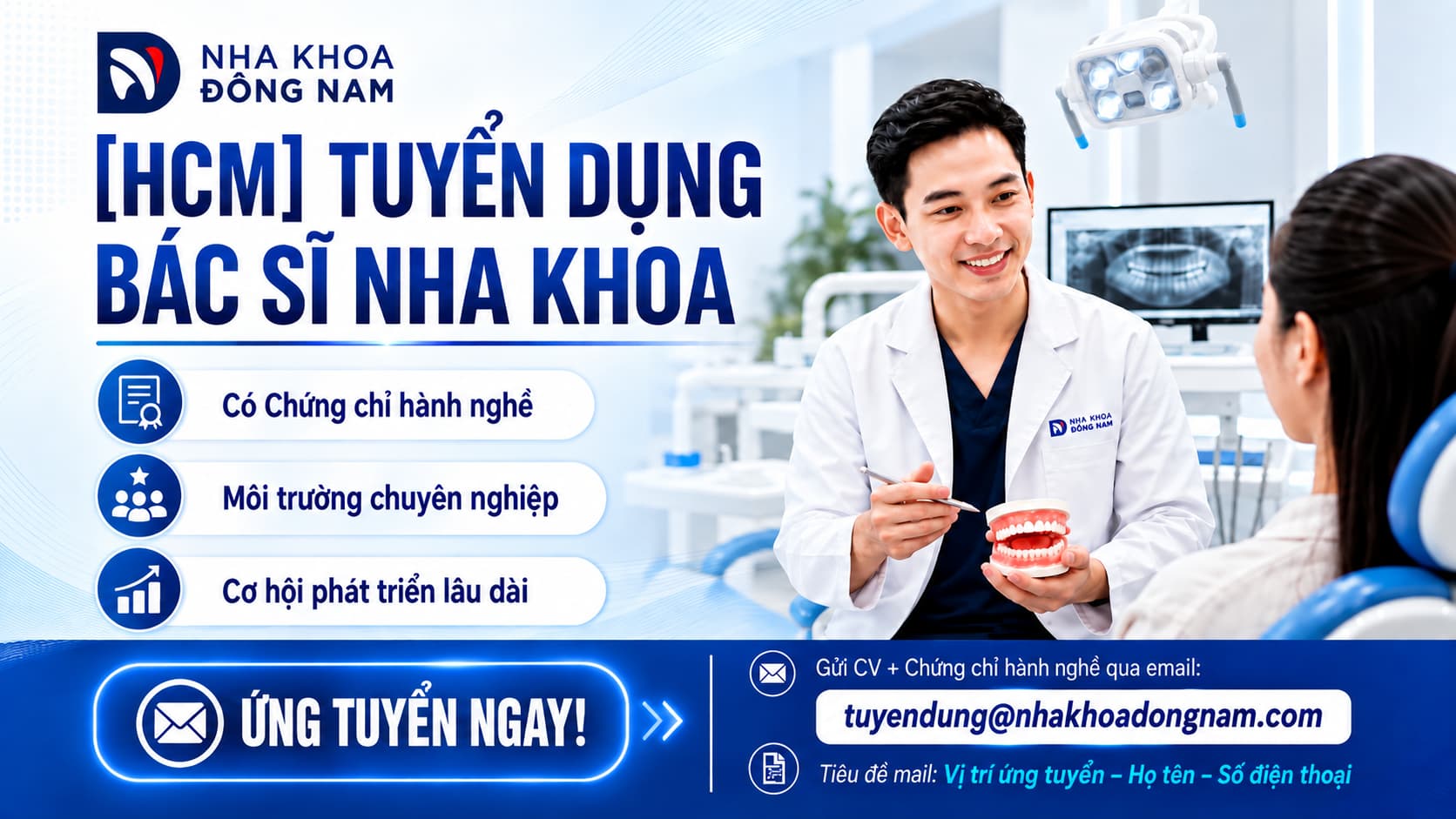 Nha khoa Đông nam tuyển dụng bác sĩ răng hàm mặt
