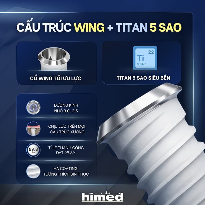 thân trụ titanium grade 5 eli cho độ bền cao