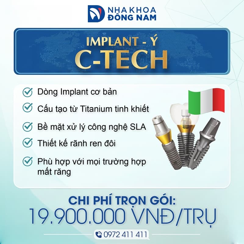 trụ implant c tech ý