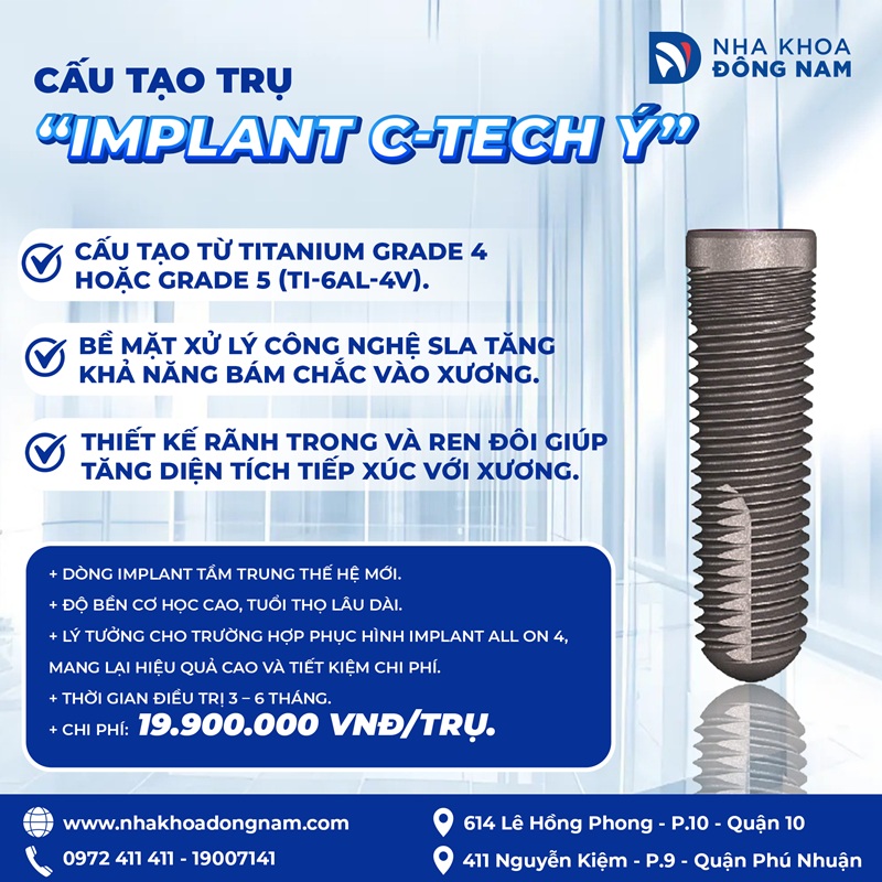 Trụ Implant C-Tech của Ý