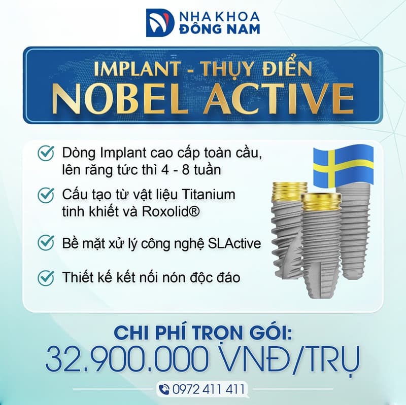trụ implant nobel active thụy điển