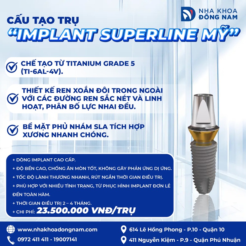 Trụ Implant Dentium Superline Mỹ